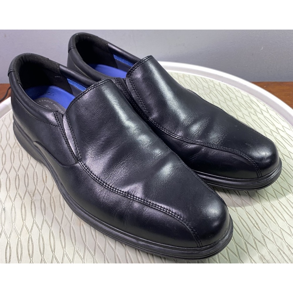 Rockport Men Leather Leader 2 Bike Toe Black Loafer Slip-On Dress Shoe Sz.11.5